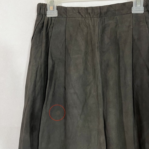 Vakko Leather Suede Pleat Front Pull On Pants Dark Academia Fall - Size Large - Picture 3 of 5